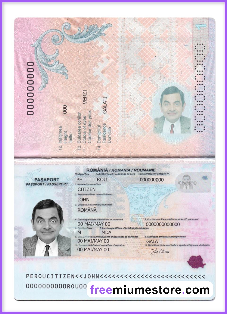 Romania Passport PSD Template